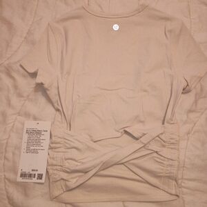 lululemon athletica Cream Ribbed Short Sleeve Tee